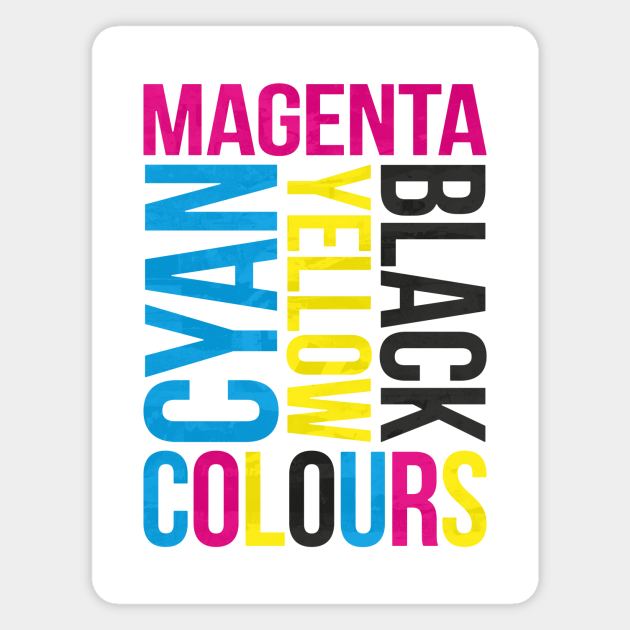 Cyan Magenta Yellow Black (Colours) Grunge Typography Cmyk